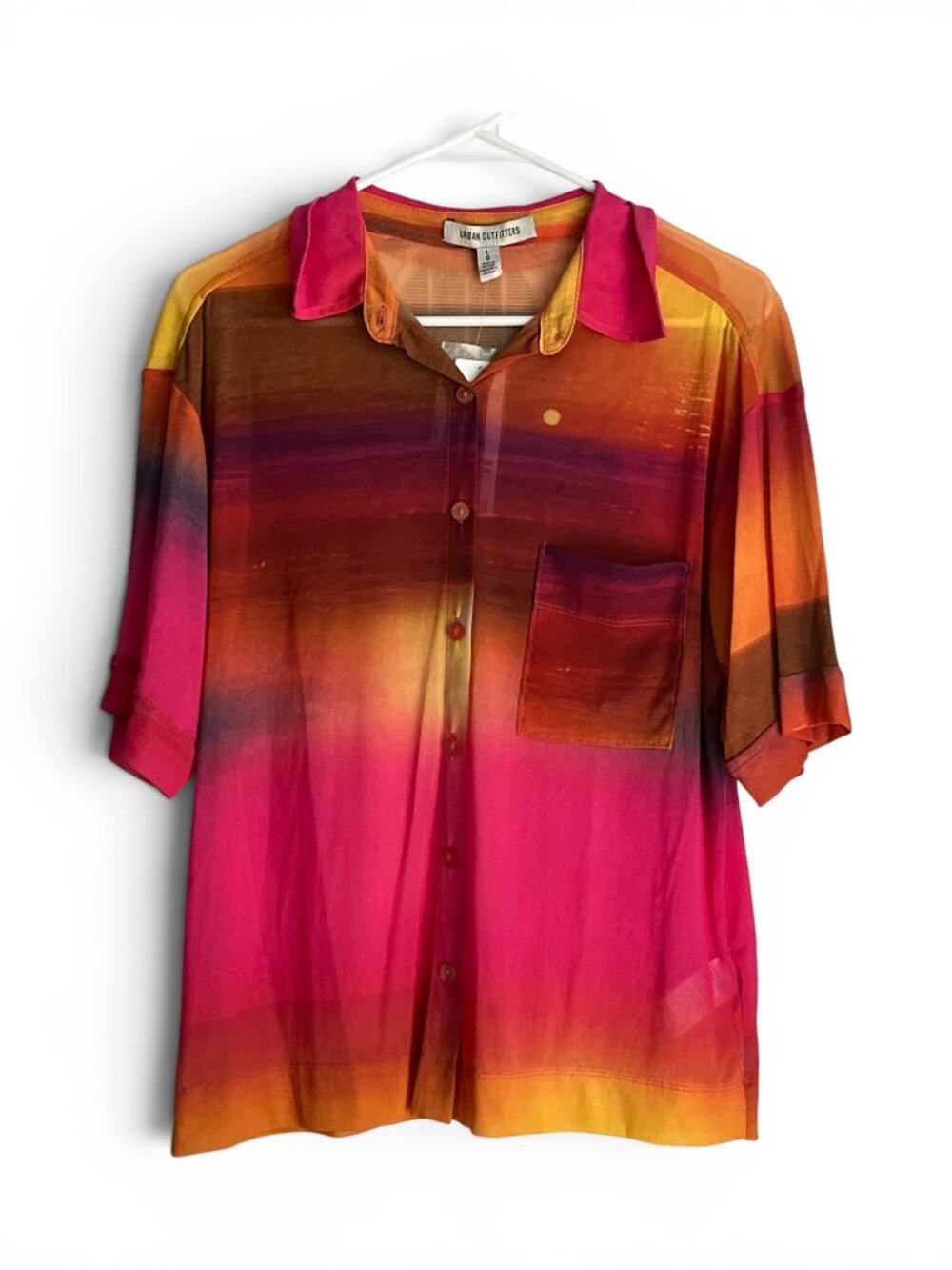 NWT Urban Outfitters Sheer Ombre Button Down Top - Size L